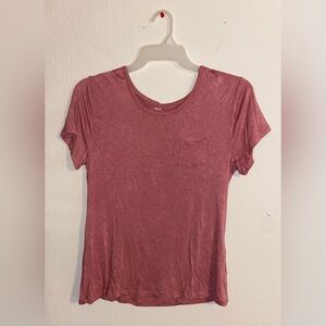 Rue21 Mauve Washed Tee With Mini Front Pocket
